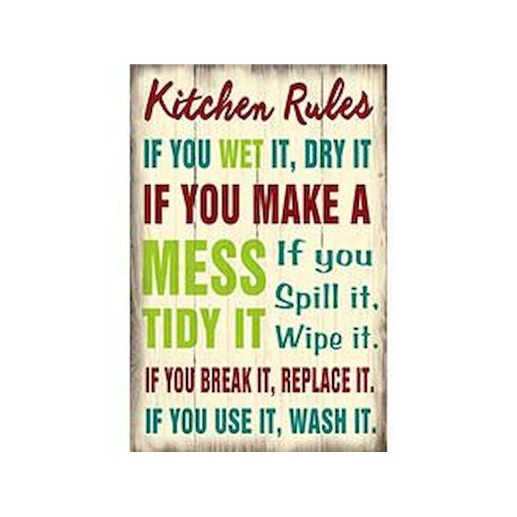 Winston Porter Kitchen Rules Wooden Sign Wall Décor Wayfair